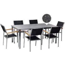 GARTENMÖBEL SET 6-Sitzer Keramik-Glas Textil schwarz Cosoleto/Grosseto