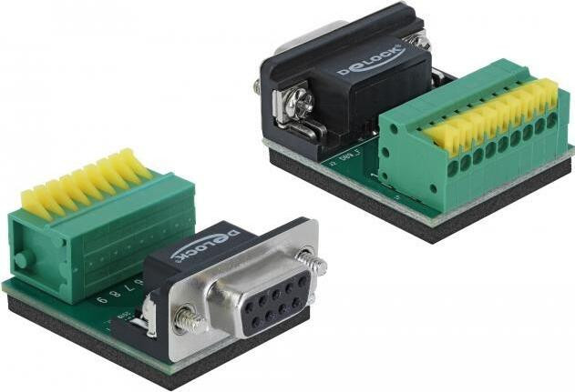 Delock 66322 Sub-D 9-poorts seriële connector, vrouwelijk, zwart/groen/zilver/geel