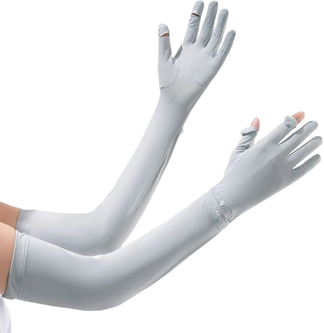 INF Sonnenschutz-Armärmel Paar — UV-Schutz, Kühlendes Nylon+Spandex, Touchscreen-kompatibel Grau
