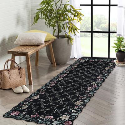 Garvee Floral Irregular Edge Carpet Indoor Non Slip Washable Boho Vintage Entry Rug for Entryway
