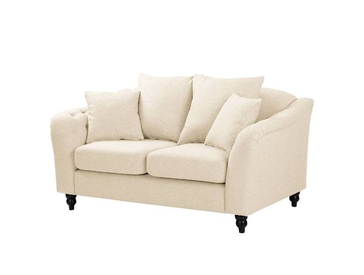 Sofa Lovis 2-Sitzer Beige Webstoff Jazy 165 x 90 x 95cm Glamour