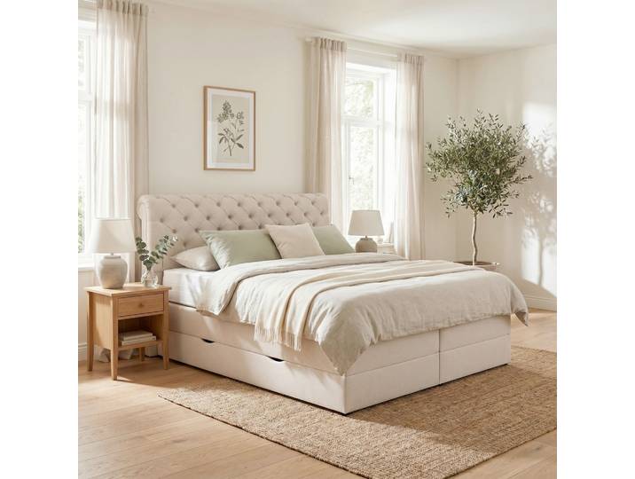 Boxspringbett Belano Creme ca. 200x200cm