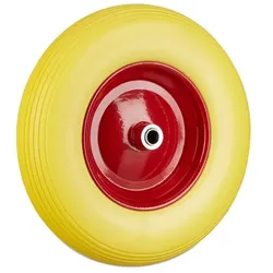 Relaxdays 4 x Schubkarrenrad Vollgummi gelb-rot Gelb,Rot