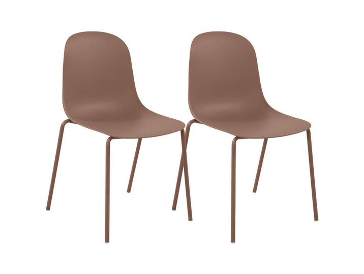 CLP Stapelstuhl 2er Set Kunststoff Terracotta, Metall, 51x85x55 cm, Esszimmer, Stühle