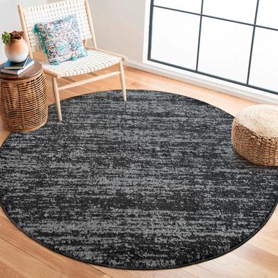 Teppich SANAT "Oslo, auch als Läufer und in Rund", schwarz, H:10mm Ø:80cm, Kunstfaser, Teppiche, Teppich, meliert robuster Kurzflor, Wohnzimmer, Schlafzimmer, auch als Läufer