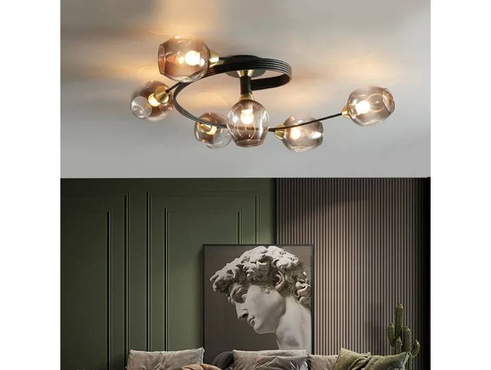 Américain moderne magique haricot moléculaire verre plafonnier minimaliste salon plafonnier créatif maison luminaire