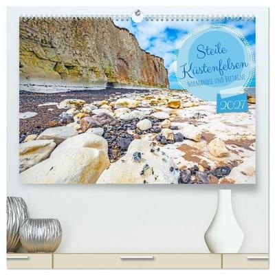 Steile Küstenfelsen, Normandie und Bretagne (hochwertiger Premium Wandkalender 2027 DIN A2 quer), Kunstdruck in Hochglanz