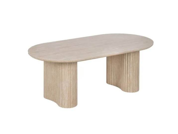 Table basse ovale pierre beige double piètement 120cm