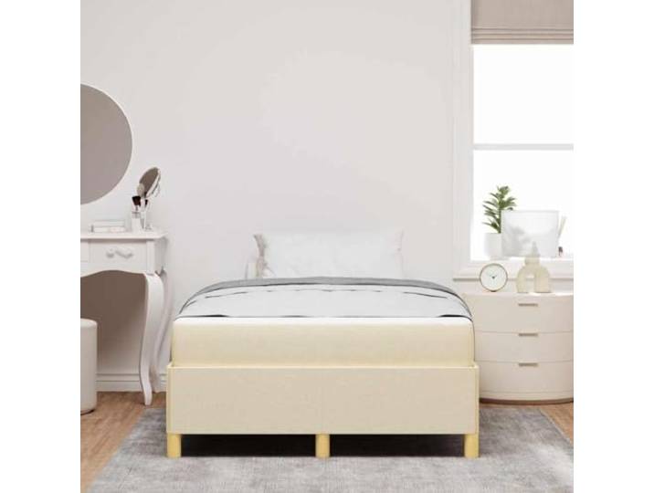 KTHLBRH Doppelbett 120 x 190 cm, cremefarben, gepolstert Modernes Design, technisches Holz, integrierter Behälter, perfekt für kleine Räume
