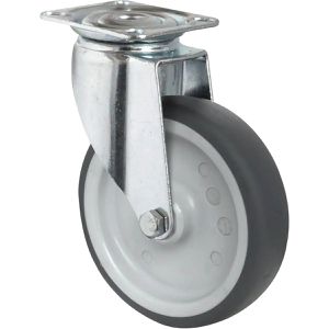 CASCOO Apparaterolle Serie P2T2, mit Anschraubplatte, 80mm Ø, Tragkraft 80 kg, Lenkrolle aus TPE