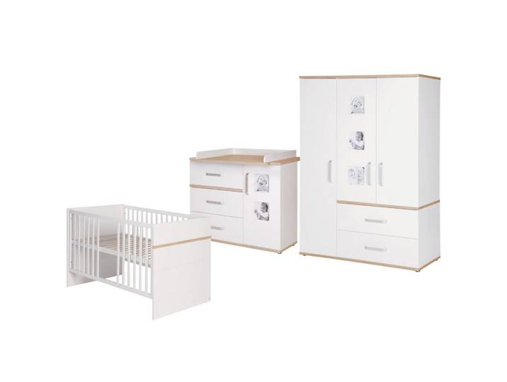 Roba Babyzimmer-Set Pia, mit breiter Wickelkommode, 3-teilig, Weiß, 76x81x142.5 cm, Babymöbel & Kindermöbel, Babyzimmer