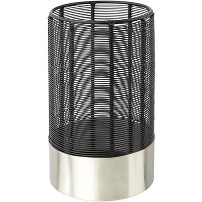 Windlicht OTTO HOME "Kerzenhalter Alienor", silber (schwarz, silberfarben), H:22cm Ø:13cm, Metall, Kerzenhalter, Windlicht, aus Metall, mit Draht-Struktur