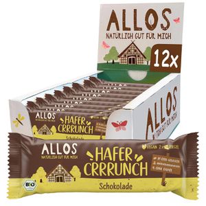 Allos Müsliriegel Hafer Crrrunch Schokolade, BIO, vegan & laktosefrei, je 25 g, 12x 2 Riegel