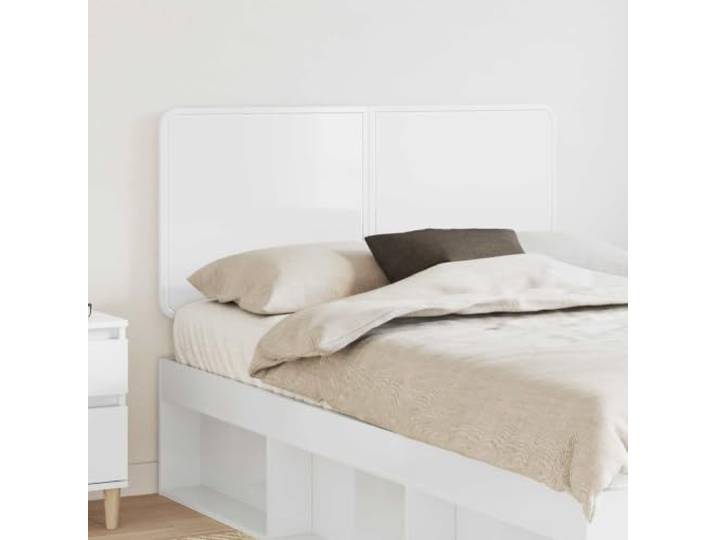 Modernes rechteckiges Kopfteil in glänzend weiß aus Holzwerkstoff, elegant und langlebig, mit eingearbeiteter Rückseite zum Stellen an jedem Ort des Schlafzimmers, einfach