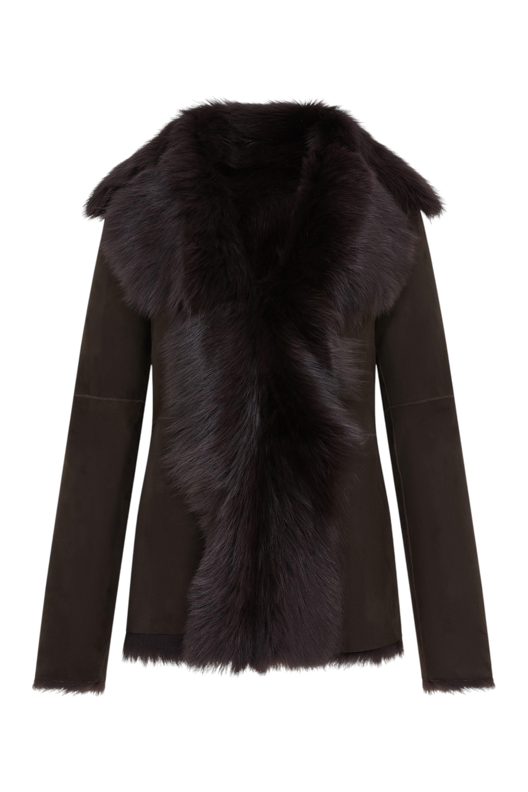 Infinity Leather Damenjacke aus Toscana-Lammfell mit Wildleder außen — Noiré - Braun