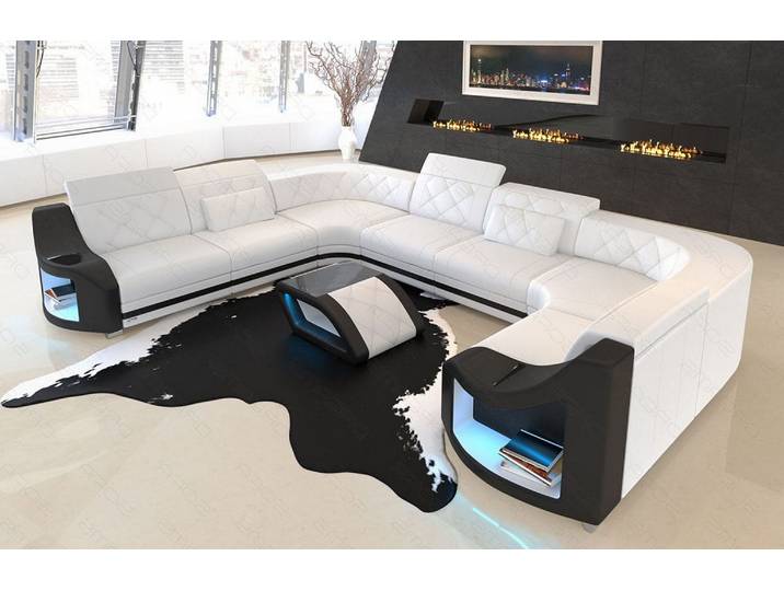 Mini Sofa Genua U-Form aus Leder