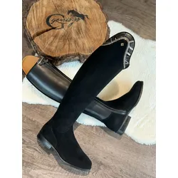DeNiro Reitstiefel Bellini Dressurstiefel black suede wildleder gold 38 MA/M