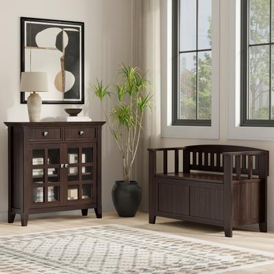 WYNDENHALL Normandy Solid Wood 36 inch Wide Small Storage Bench and 36 inch Wide Storage Cabinet