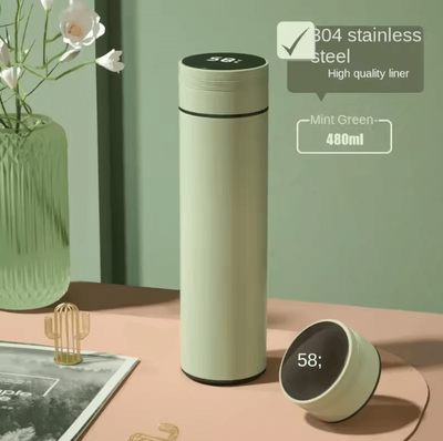 Uplift Curations SmartTemp 500ML Digital Thermos Bottle Stainless Steel Vacuum Flask With Temperature Display green