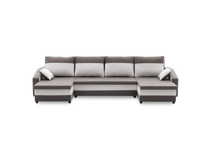 Mebligo ECKSOFA U MIT SCHLAFFUNKTION Sparta Grau/Weiß