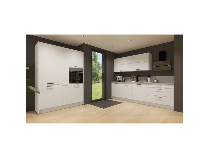 Küchenzeile ConceptC III 217 x 60cm Ausrichtung links Weiß/Alpinweiß/Beton Dekor Beko