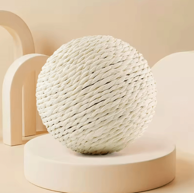 Inspire Curations Sisal Cat Scratching Ball Toy Interactive Teething & Playtime Fun For Cats white
