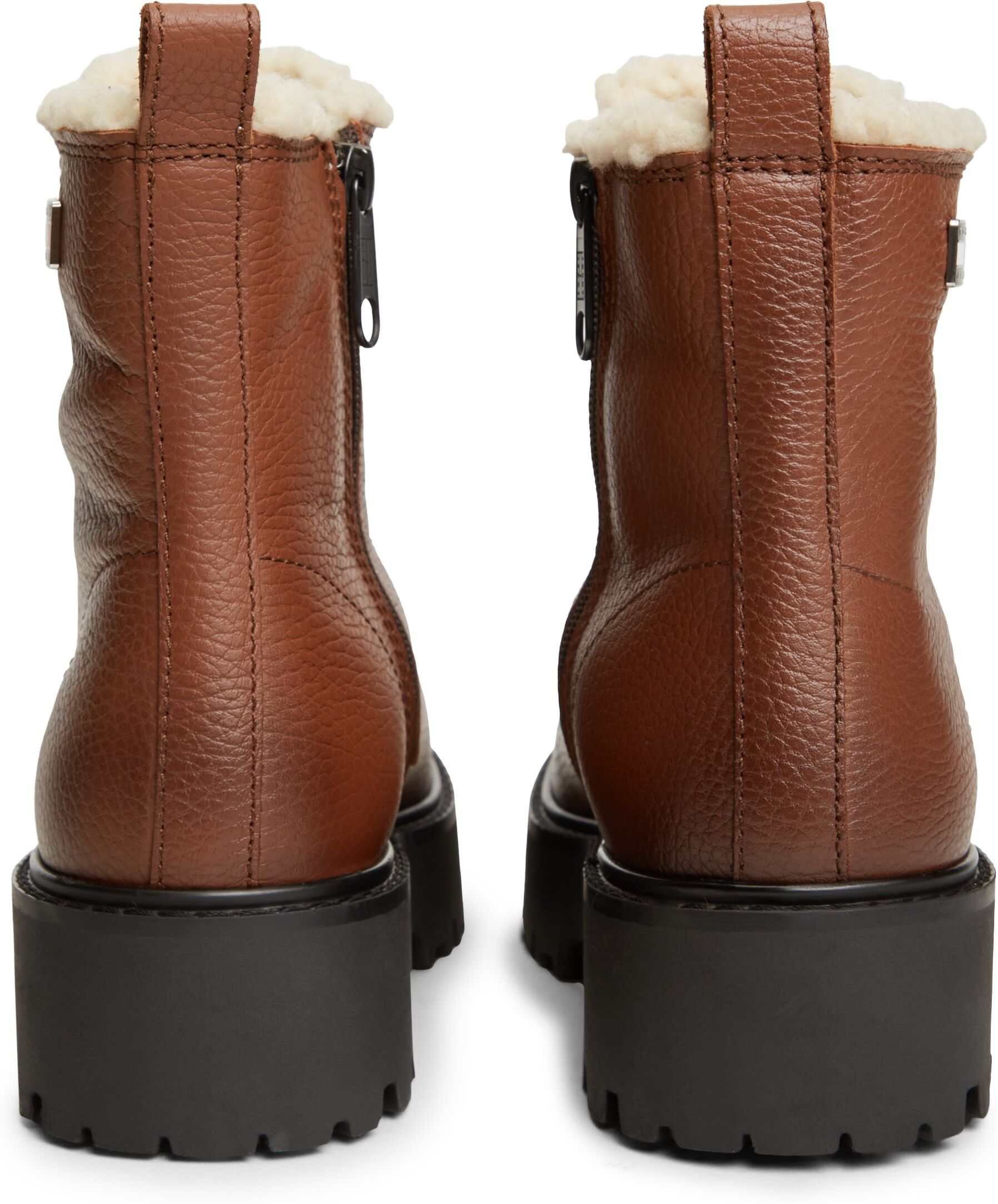 Winterstiefelette TOMMY JEANS "TJW PLATFORM BOOTS WL", Damen, Gr. 36, Warmfutter, braun, Nappaleder, Schuhe Winterstiefelette, Blockabsatz, Schnürboots, Winterboots mit seitlicher Logoflag