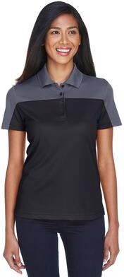 CORE365 CE101W Women's Balance Colorblock Performance Piqué Polo Shirt in Black/Carbon size 2XL   Polyester