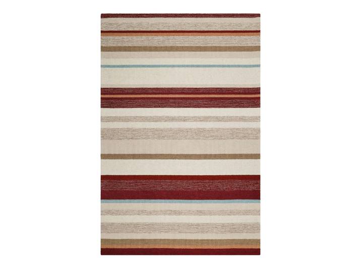 Tapis rayé tufté main pure laine beige et brun 70x140