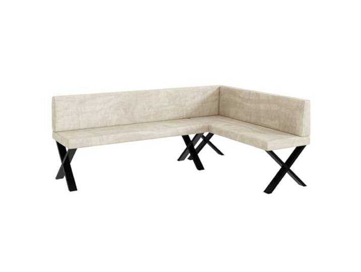 MEBLINI Eckbank für Esszimmer - Küchenbank - Essecke - Sitzecke Küche - Toni - X-Beine 142x196x87cm Rechts - Creme Samt