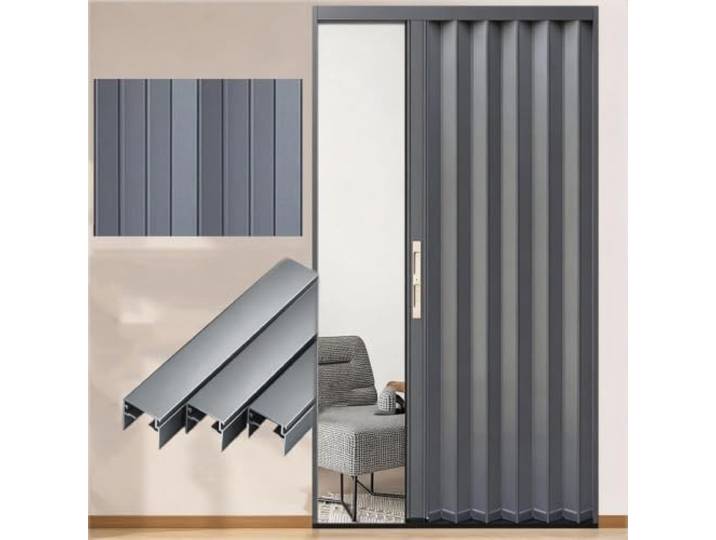 Aluminium-Falttür, Rahmen-Schiebetrennwandtür Platzsparender Raumteiler, Individuelle Größe, For Küche, Balkon Und Badezimmer(LEFT_90X200CM)