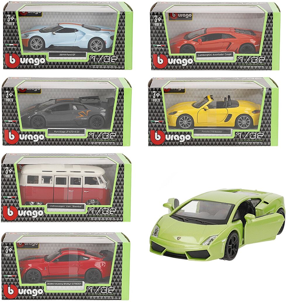 Burago Colección de coches deportivos clásicos de Metal 1:32 modelos surtidos.