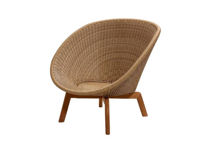 Cane-line Fauteuil lounge Peacock Weave Natural, pieds en teck