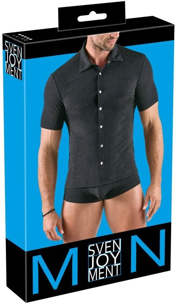 Svenjoyment Chemise moulante argentée à col montant