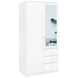 DREHTÜRENSCHRANK Solea mit 2 Türen und 3 Schubladen, Weiß