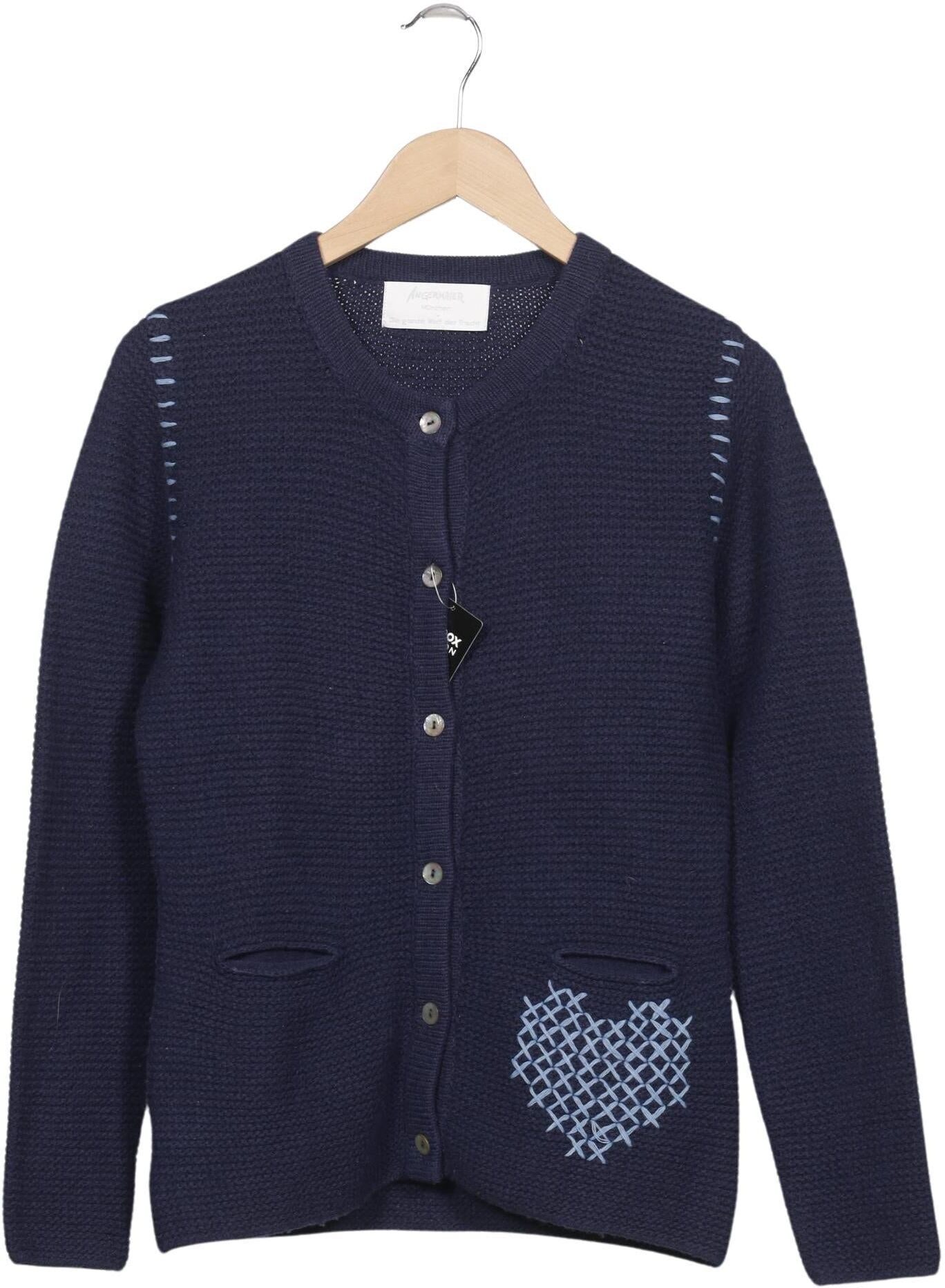 Angermaier Damen Strickjacke, Marineblau, Gr. S, Schurwolle / Synthetik - Second Hand