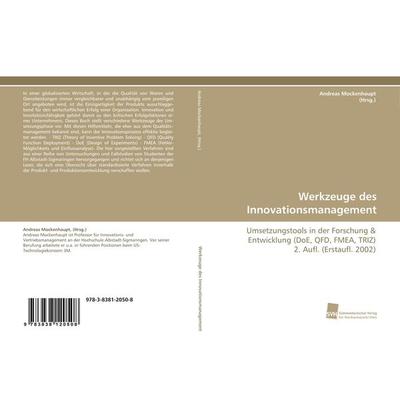 Werkzeuge des Innovationsmanagement, Taschenbuch von Andreas Mockenhaupt (Hrsg., Südwestdeutscher Verlag für Hochschulschriften, 978-3-8381-2050-8