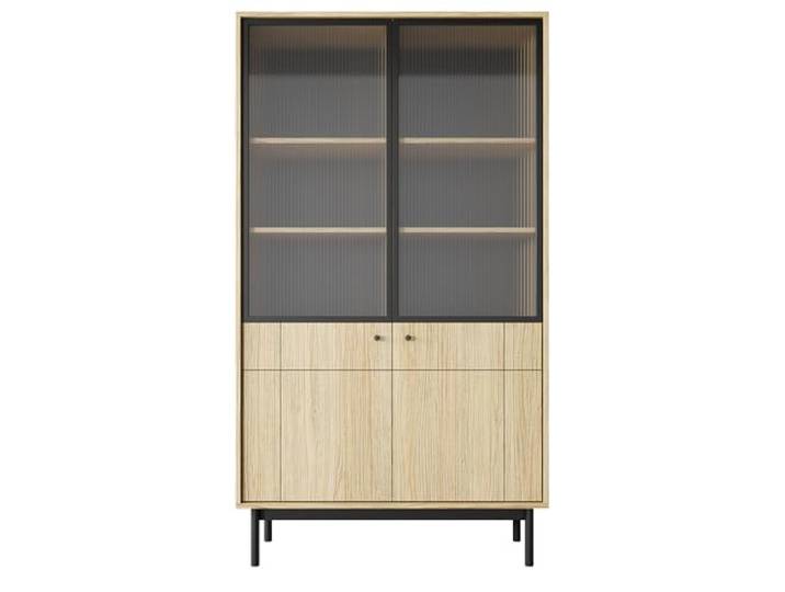 Wohnzimmer Vitrinenschrank Vitrine Schrank Standvitrine in Eiche 103,5 cm