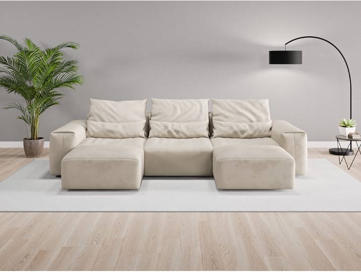 Wohnlandschaft Denver Nr. 2 - Beige/Braun (Beige) - Vintage Velours