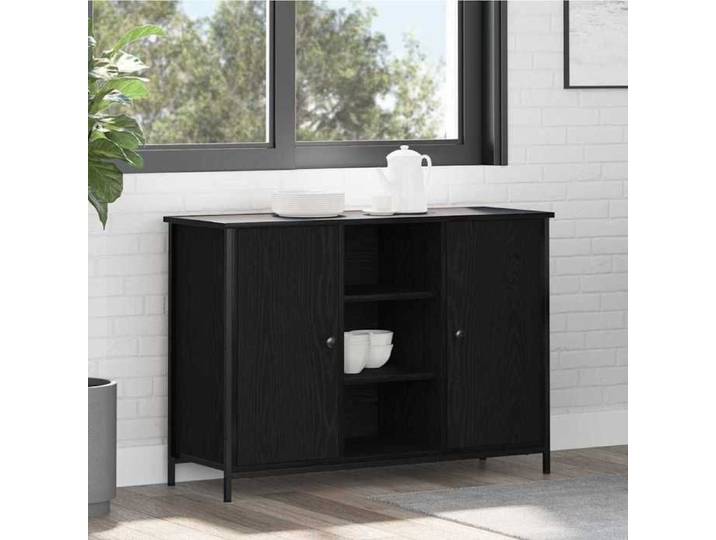 Noir Commode Salon CHIC Buffet bas/Cabinet 1 PC Chêne noir 100x35x70 cm N15542