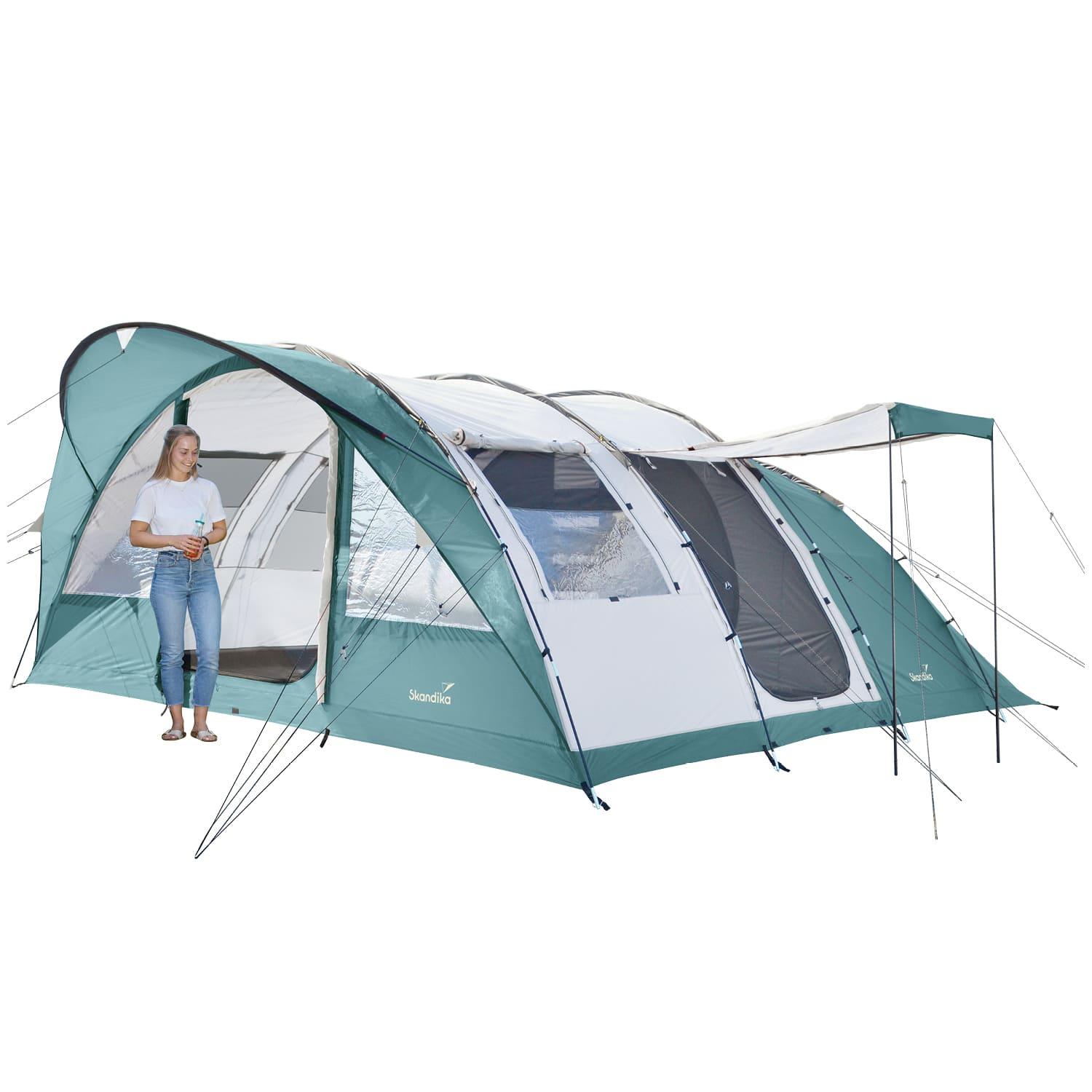 Skandika Egersund Tunnelzelt für 7 Personen | Camping Zelt mit Sleeper Technologie, eingenähter Zeltboden, Schwarze Schlafkabine, 2 m Stehhöhe