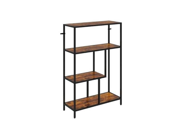 4-Tier Bookshelf with Open Shelves - Rustic Brown