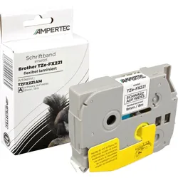 Beschriftungsband kompatibel zu TZe-FX221 schwarz auf weiß 9mm x 8m flexibel laminiert
