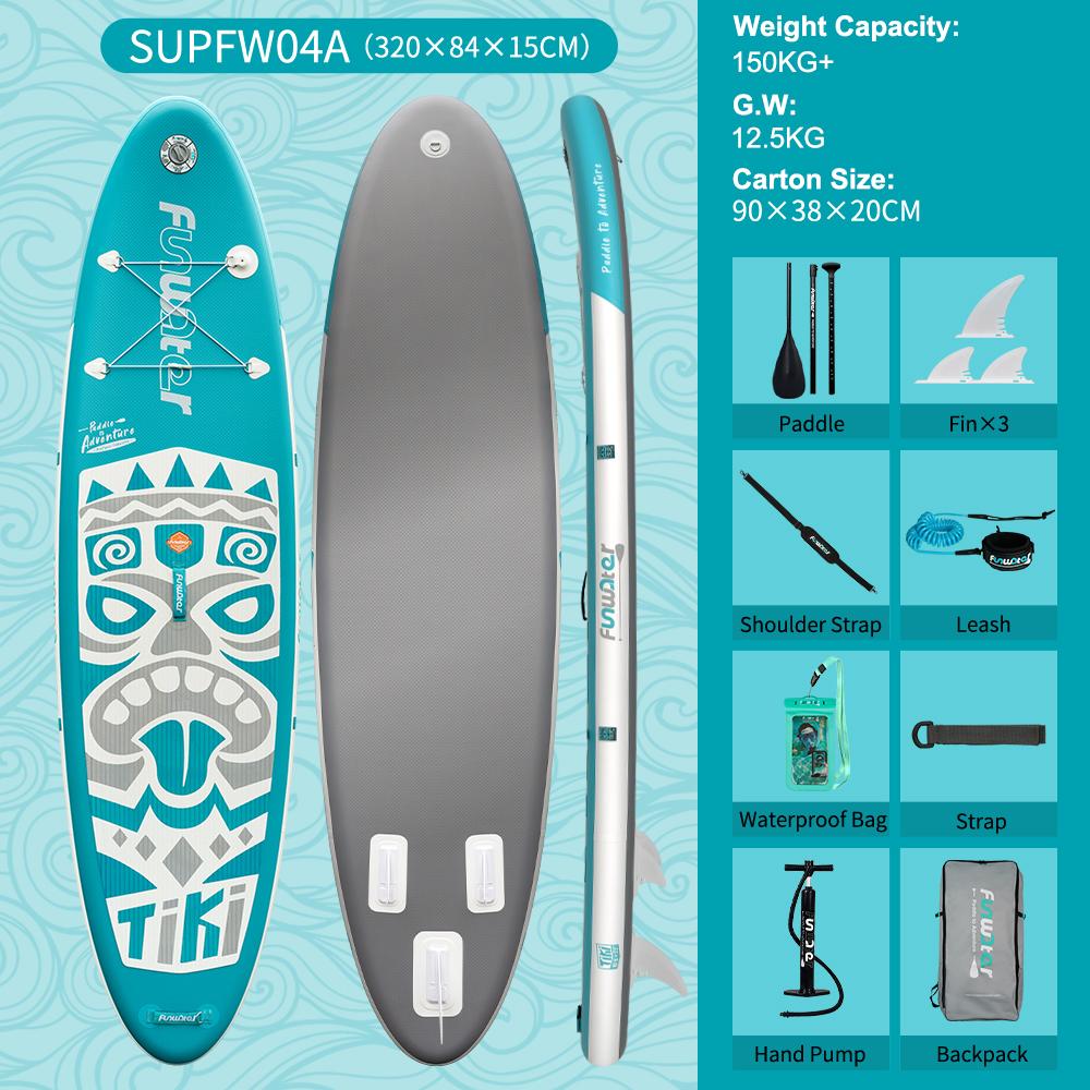 Aufblasbares SUP-Board, 320x84x15 cm - Zweischichtiges PVC - Rutschfeste EVA-Oberfläche