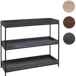 Regal HWC-K71, Standregal Pflanzregal Bücherregal, Holz Metall 3 Ablagen 90x100x35cm ~ dunkelgrau