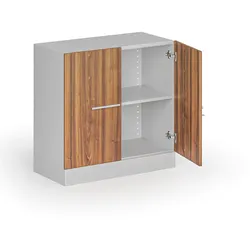Metall-Aktenschrank mit Holztüren, zerlegt, 800 x 800 x 400 mm, Nussbaum