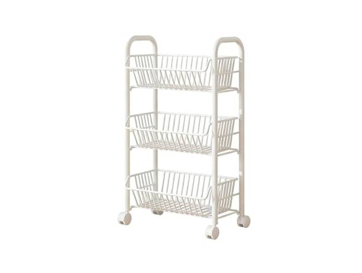 NVISRHDP Küchenwagen aus Edelstahl Abnehmbares dreischichtiges mobiles Lagerregal(White)