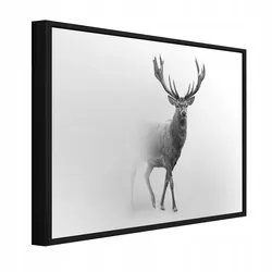 BILDER mit Rahmen Reh Nebel Grau 100x70 cm