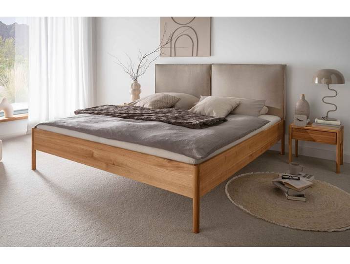 Bett Wildeiche Kopfteil braunbeige 'Modena II' verschiedene Breiten