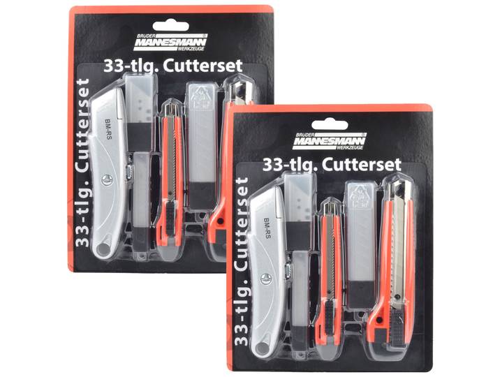 2er-Set Cuttermesser-Set mit 1x Universal-, 2x Cuttermesser und 60x Klingen
